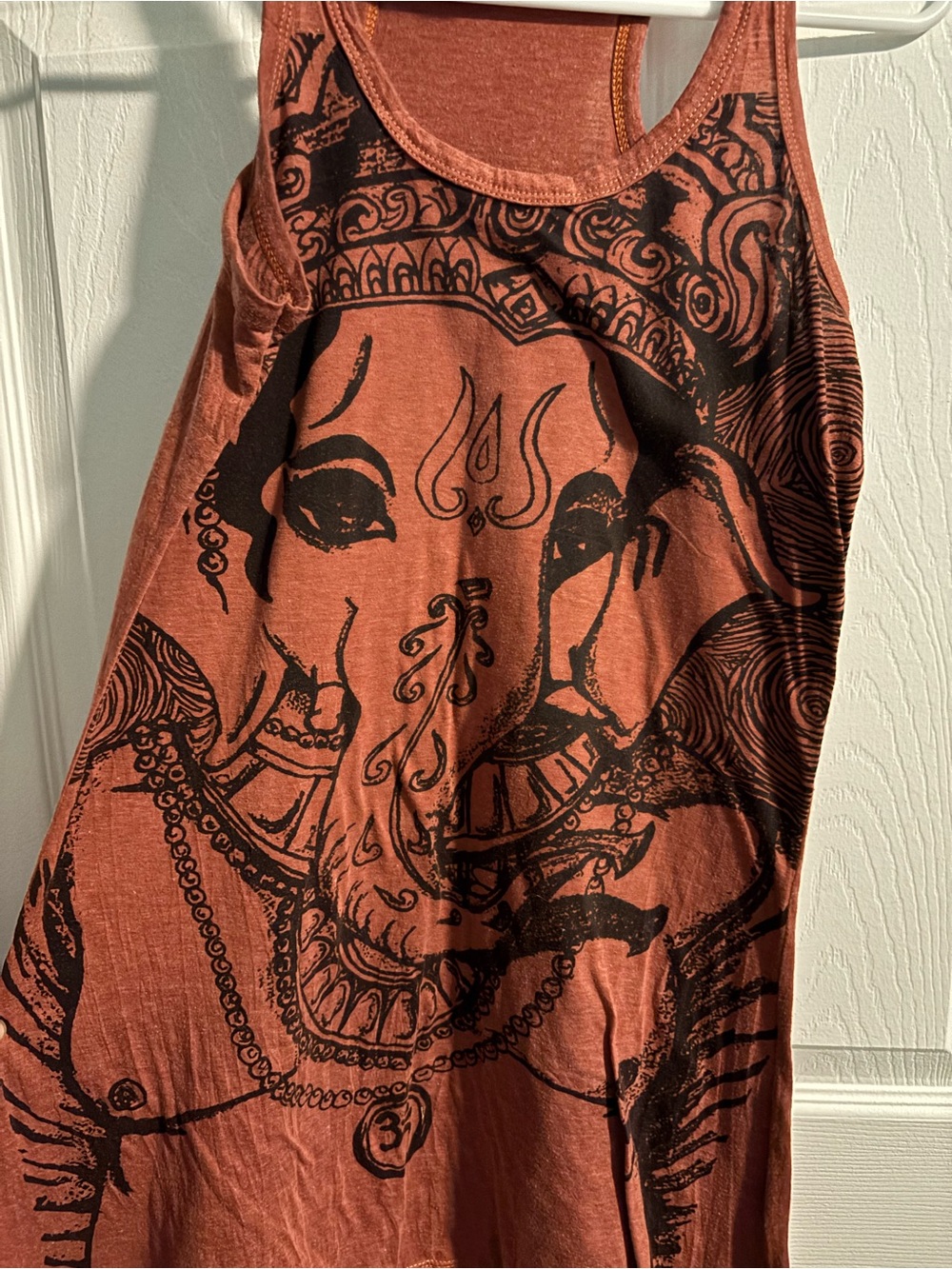 Spiritual Gangster Rust Orange Racerback Tank with Elephant Motif